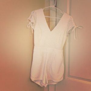 Express white eyelet romper